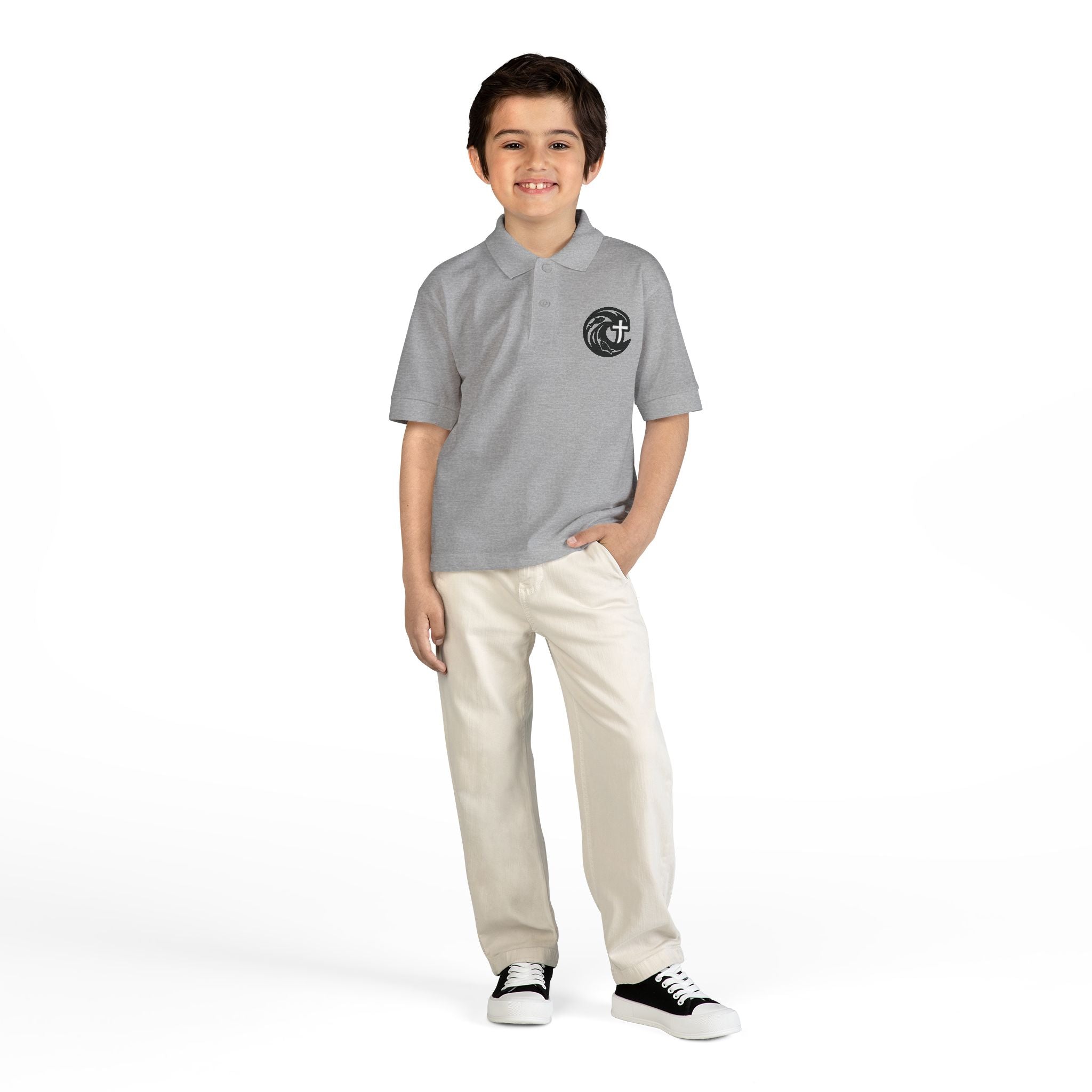 Youth Polo Shirt - Faith Cross Moon Emblem