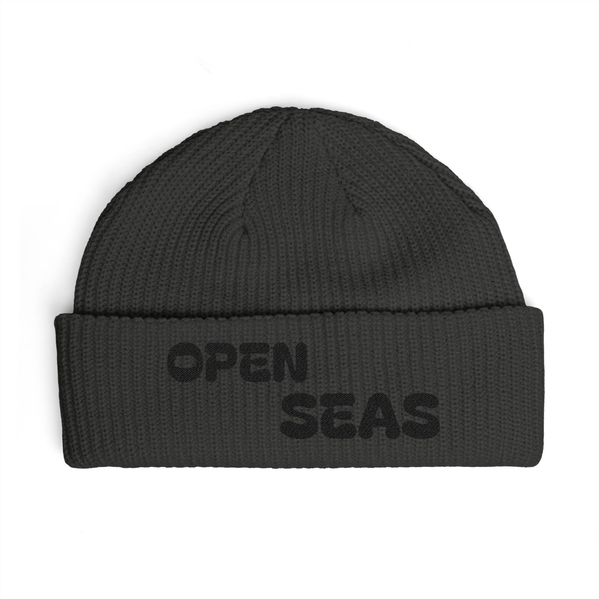 Open Seas Cuff Beanie — Embroidered Nautical Knit Hat