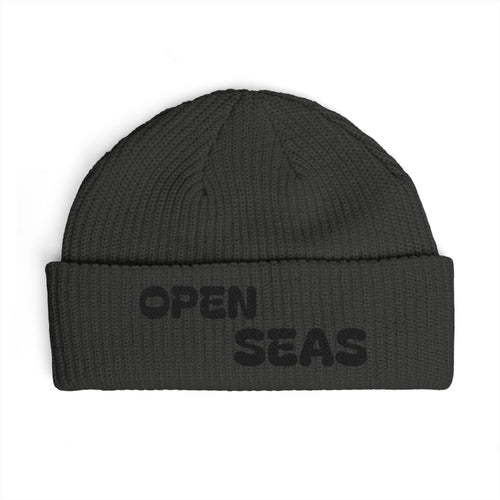 Open Seas Cuff Beanie — Embroidered Nautical Knit Hat