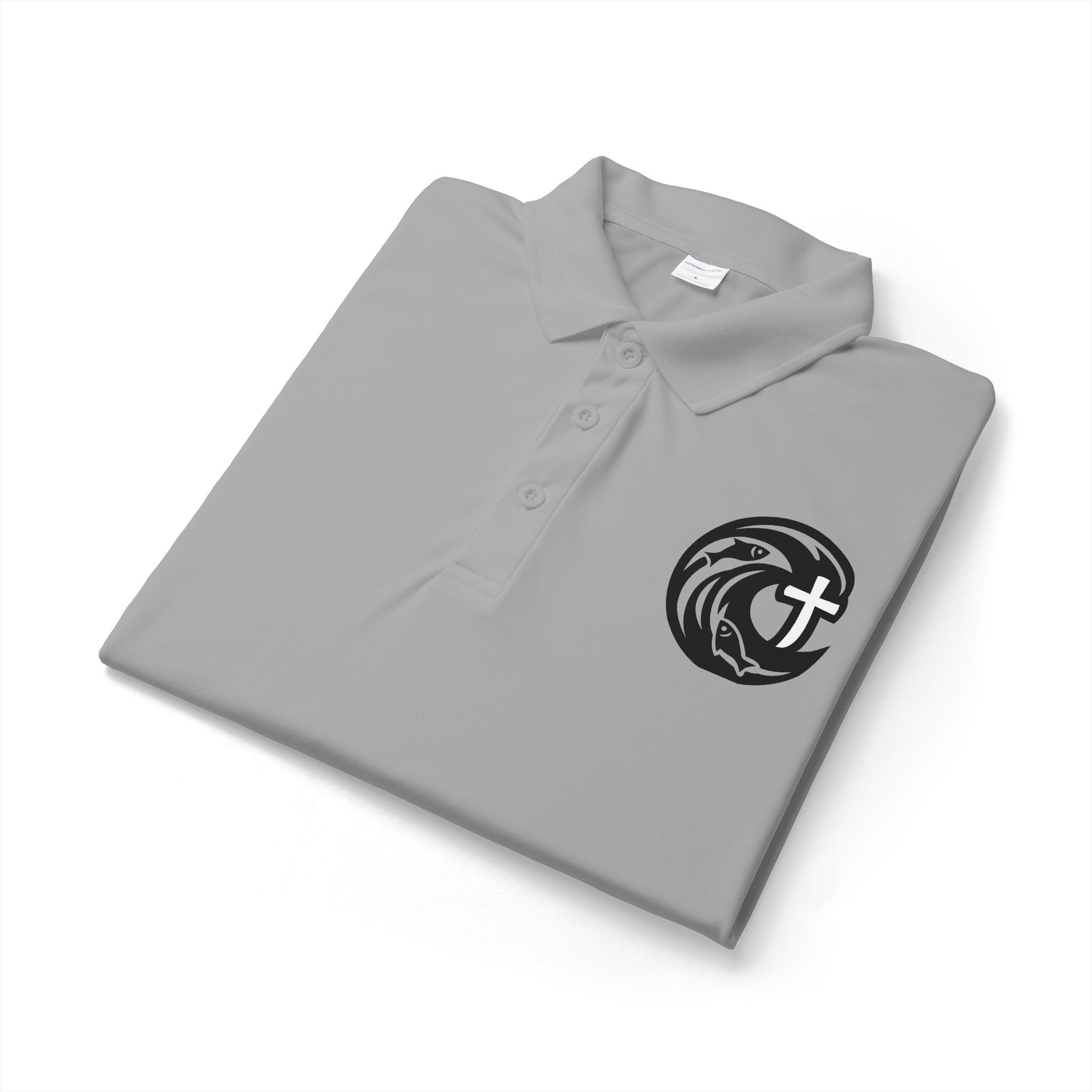Men's Christian Wave Polo Shirt - Cross & Ocean Logo Embroidered