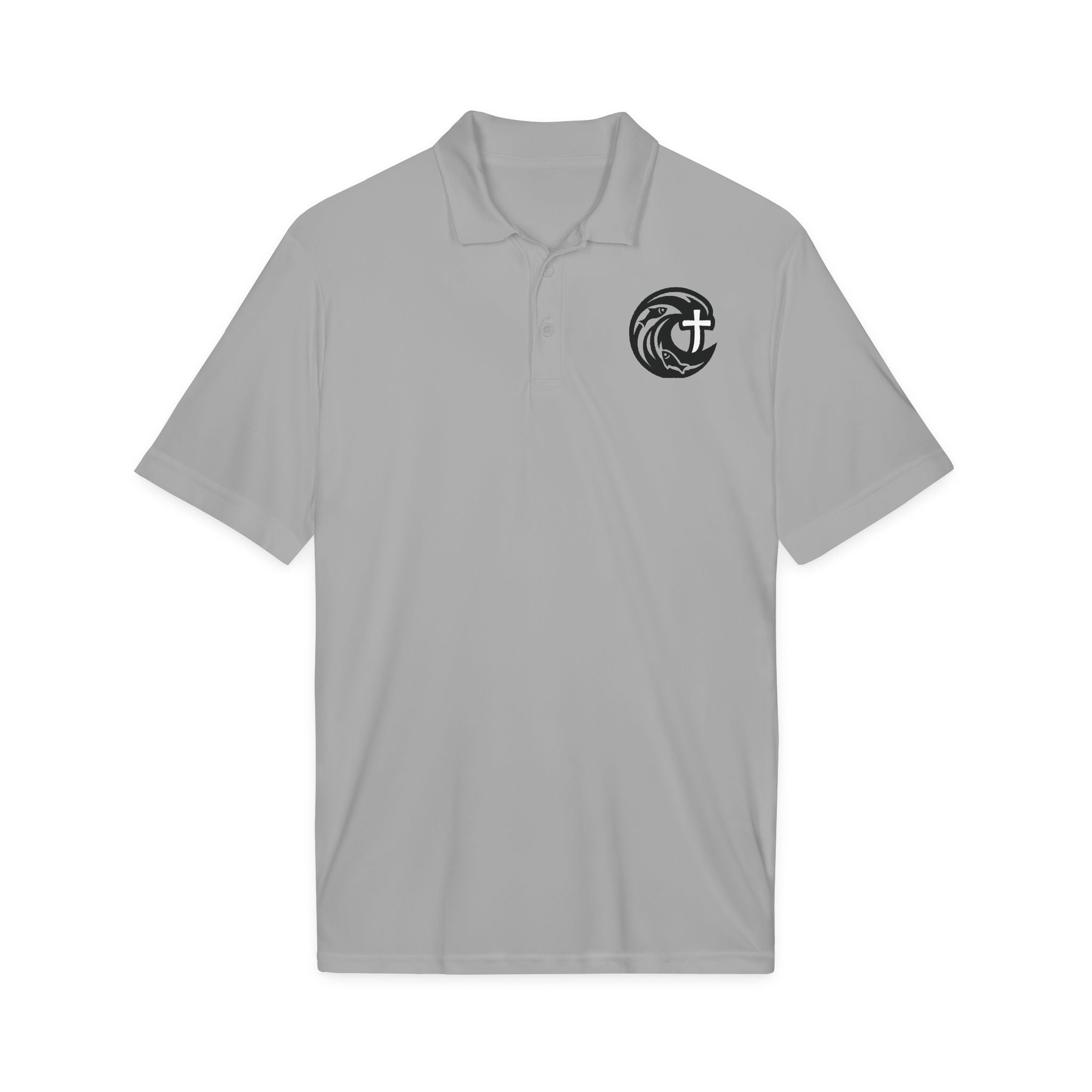 Men's Christian Wave Polo Shirt - Cross & Ocean Logo Embroidered