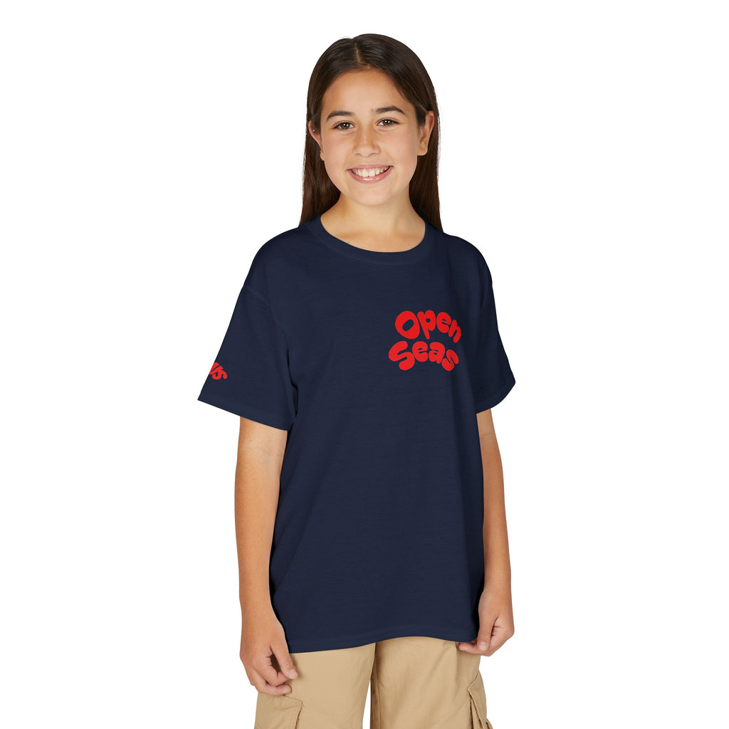 Open Seas Youth T‑Shirt — Minimal Nautical Logo Tee for Kids