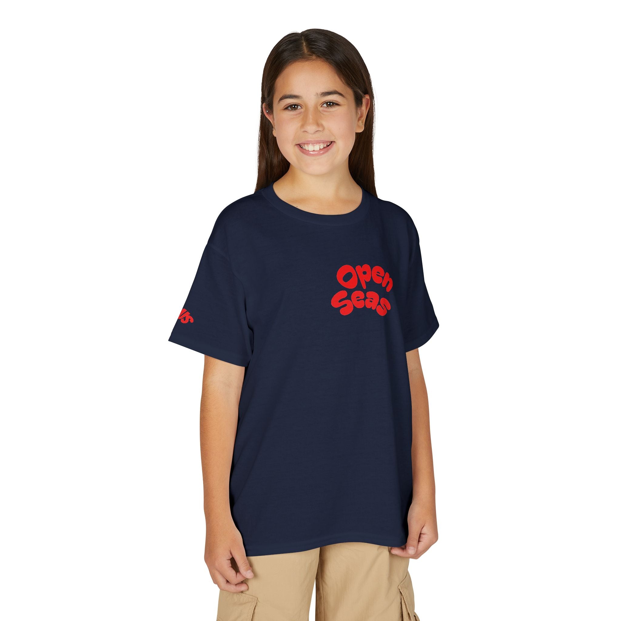 Open Seas Youth T‑Shirt — Minimal Nautical Logo Tee for Kids