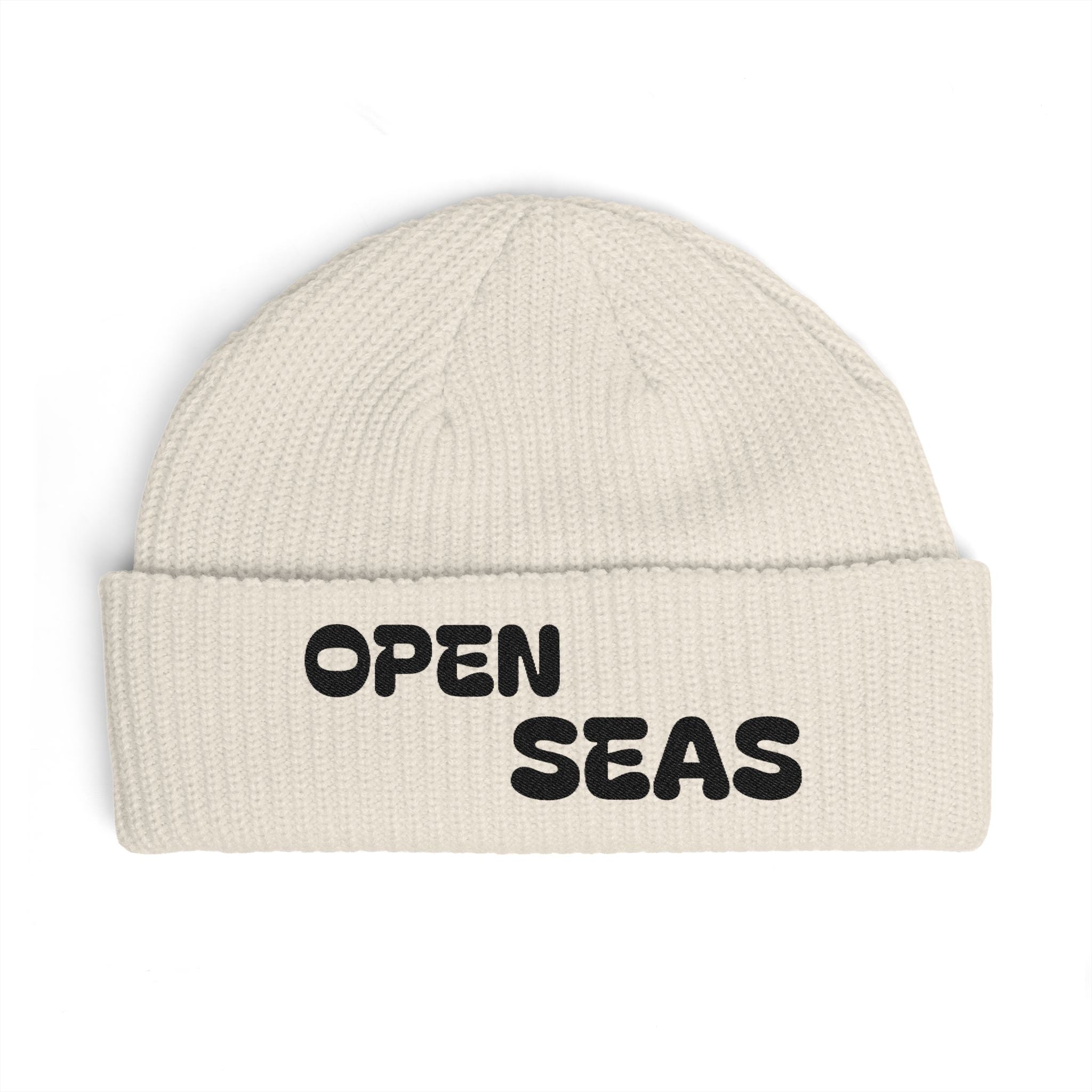 Open Seas Cuff Beanie — Embroidered Nautical Knit Hat